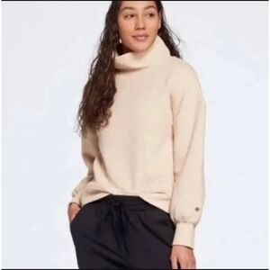 CALIA by Carrie Underwood Cloud Quilted Funnel Neck Beige Sweatshirt Medium
